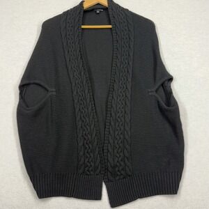 The Limited Women's Black Open Cardigan Sweater Vest Cable Rib Knit Y2K S Cozy